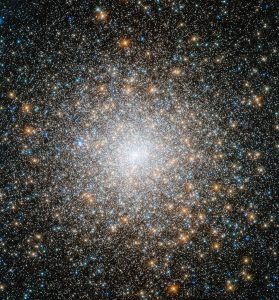 This cluster of stars is known as Messier 15, and is located some 35 000 light-years away in the constellation of Pegasus (The Winged Horse). It is one of the oldest globular clusters known, with an age of around 12 billion years. Both very hot blue stars and cooler golden stars can be seen swarming together in the image, becoming more concentrated towards the cluster's bright centre. Messier 15 is one of the densest globular clusters known, with most of its mass concentrated at its core. As well as stars, Messier 15 was the first cluster known to host a planetary nebula, and it has been found to have a rare type of black hole at its centre. This new image is made up of observations from Hubble's Wide Field Camera 3 and Advanced Camera for Surveys in the ultraviolet, infrared, and optical parts of the spectrum.